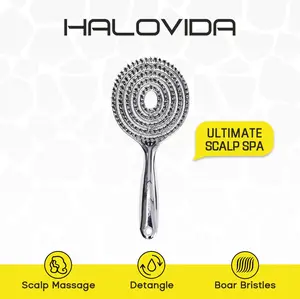 HALOVIDA Anti-Static Hollow Round Bristle Brush - Massaging Design for Enhanced Volume,Detangling Brush for Pain-Free Brushing,Reduces Heat Damage, Perfect for Quick Drying and Voluminous Styling,Gentle,Boar bristle brush,Holiday Haul
