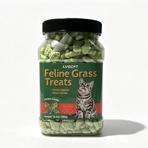 LVGCFT  Cat Grass Treats Natural Salmon FlavorHealthy Cat Snacks Training Biscuits Catnip for Cats Dentaland Hairball Control Treats Remedy Chews