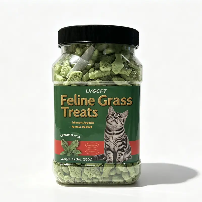 LVGCFT  Cat Grass Treats Natural Salmon FlavorHealthy Cat Snacks Training Biscuits Catnip for Cats Dentaland Hairball Control Treats Remedy Chews