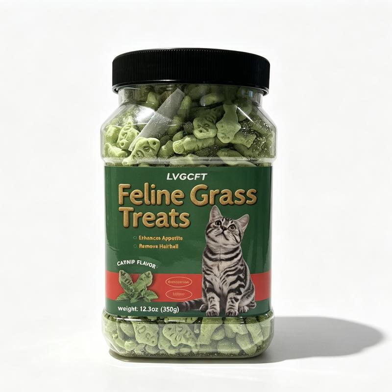 LVGCFT Cat Grass Treats Natural Salmon FlavorHealthy Cat Snacks Training Biscuits Catnip for Cats Dentaland Hairball Control Treats Remedy Chews