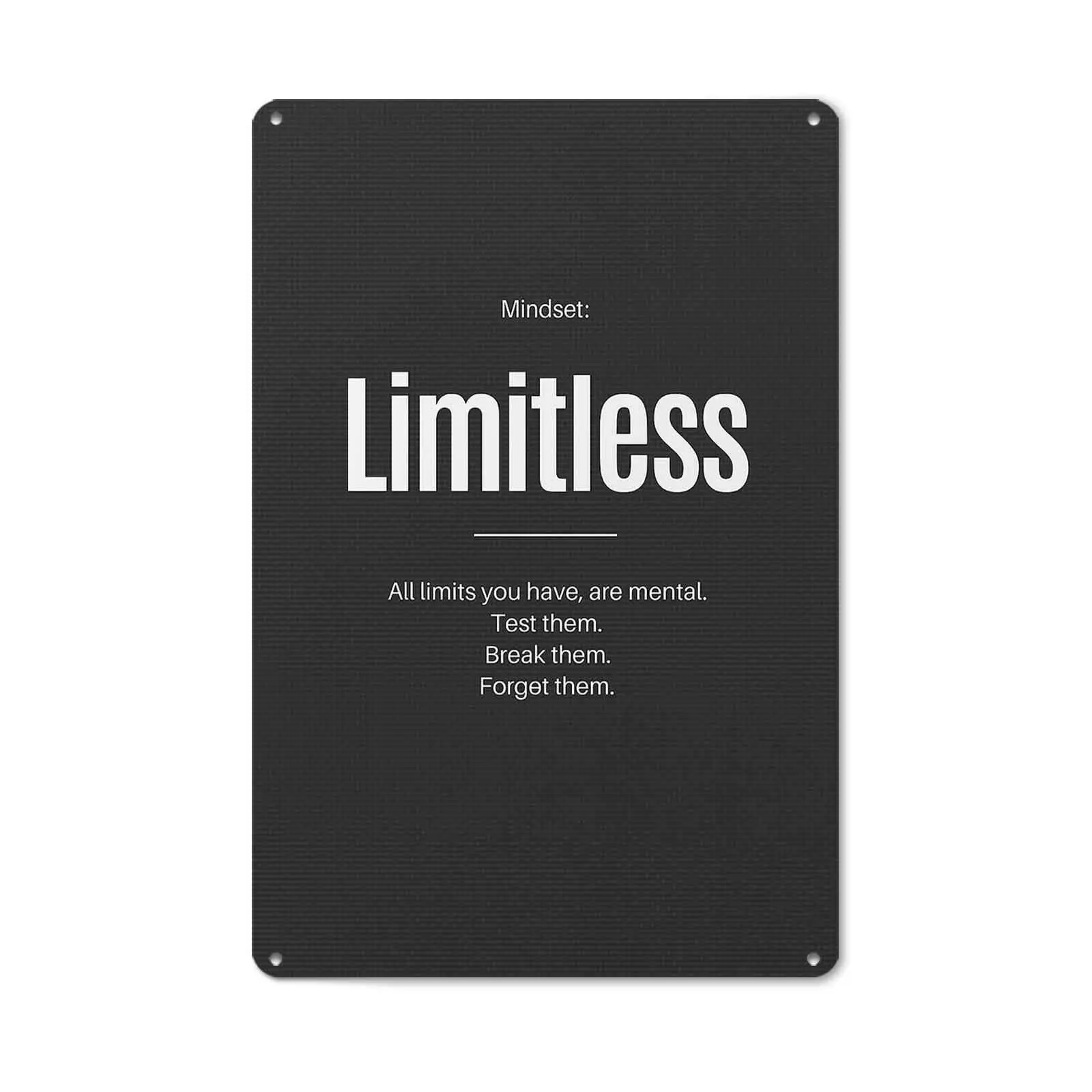 Vintage 8x12 Inch Aluminum Inspirational Wall Art – “Limitless Mindset” Quote, Motivational Wall Decor for Office, Man Cave, Garage, and Home Gym