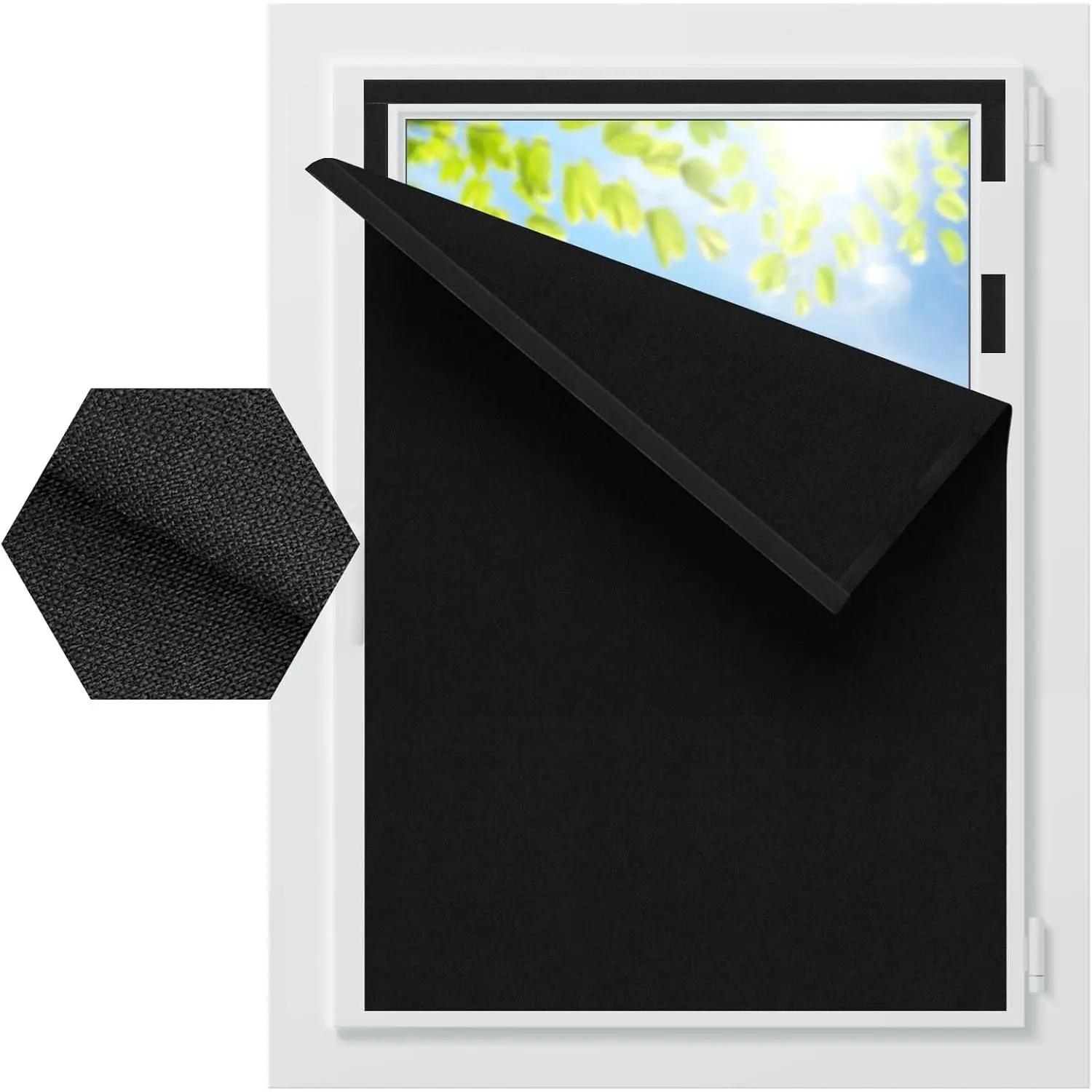 Window Blackout Curtains Fabric -Linen Look for Travel RV Bedroom Black Out Window Cover no Drilling Portable Blackout Shades Night Shift Friendly Cuttable 57X118 inch