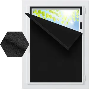 Window Blackout Curtains Fabric -Linen Look for Travel RV Bedroom Black Out Window Cover no Drilling Portable Blackout Shades Night Shift Friendly Cuttable 57X118 inch