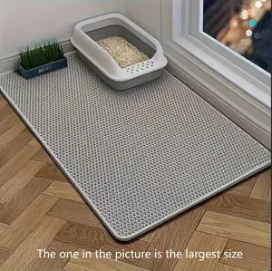 Extra Large Cat Litter Mat, Honeycomb Double Layer Waterproof Floor Protector for Litter Box – Traps Litter Effectively, Odor Resistant