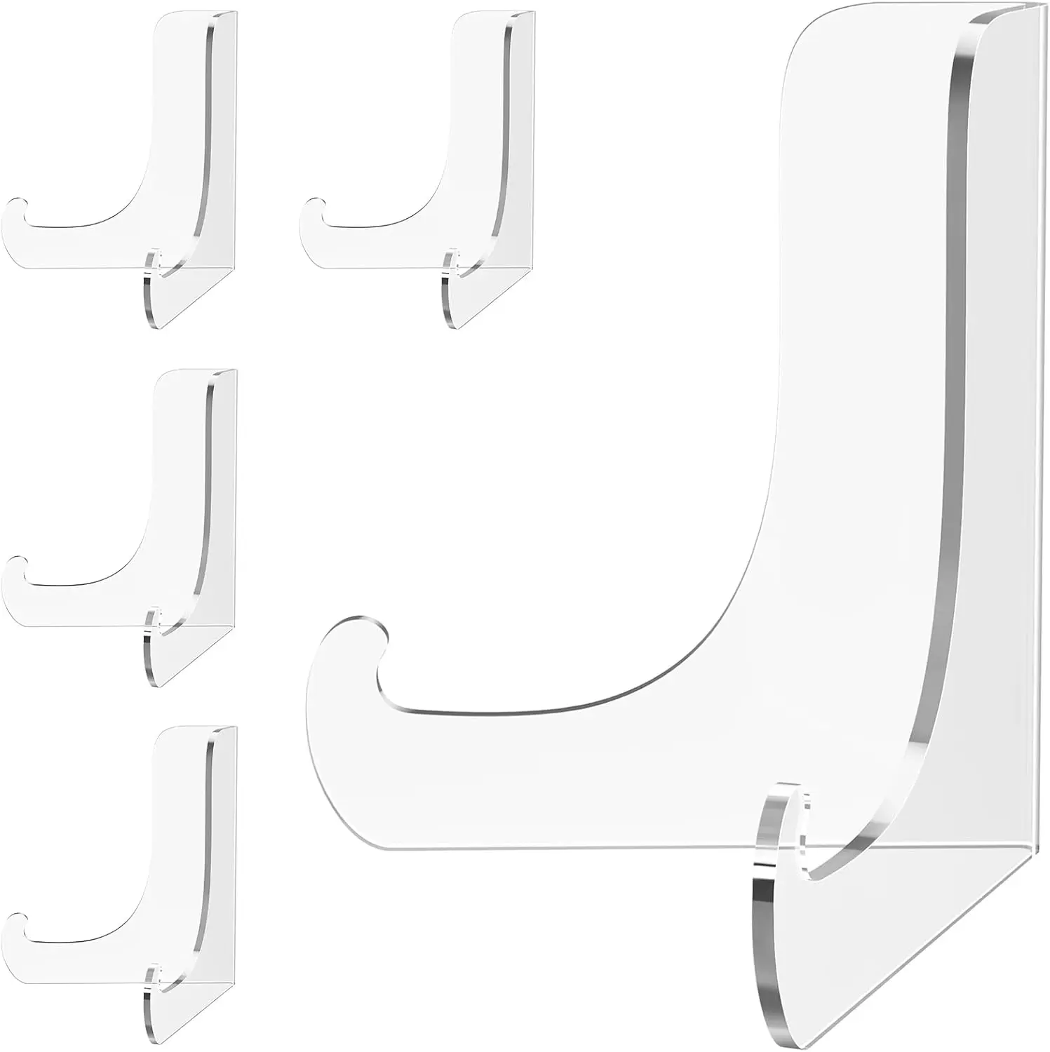 Acrylic Display Stand 5 Pack 4.5 Inch Clear Plate Display Stands Plastic Easel Display Holder for Plates Picture Frames Books Photos Cards CDs Phones Collectibles Tabletop Display