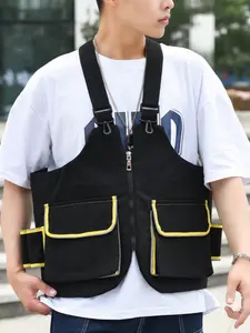 Trendy High Street Vest Bag, Artistic Shoulder Crossbody Heart Backpack, Multifunctional Workwear Hip Hop Waistcoat Three-In-One Bag, Zipper Fanny Pack, Versatile Bag