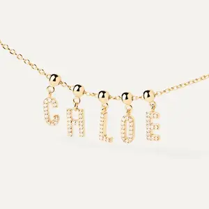 SHOW CRAFT DIY Zircon Letter Necklace Free Combination Customization, Anniversary, Couple Necklace