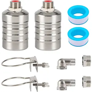 2 Pack 1/2" to 3/4'' Fully Automatic 304 Stainless Steel Water Level Control Float Valve for Water Tank Pool Livestock Troughs