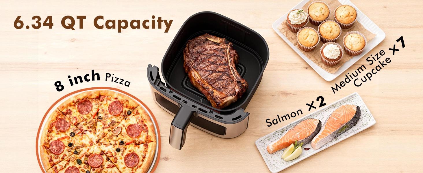 Sweetcrispy 6.34QT Air Fryer with Window 8 Food Presets 400°F Max Heat 90-Min Timer Nonstick Dishwasher-Safe Basket for Air Fry Roast Reheat Bake Stainless Steel Sweetcrispy 6.34QT Air Fryer with Window 8 Food Presets 400°F Max Heat 90-Min Timer Nonstick Dishwasher-Safe Basket for Air Fry Roast Reheat Bake Stainless Steel