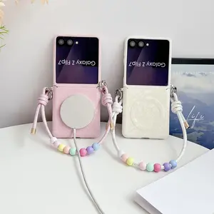 Dopamine Color Palette for Magsafe Magnetic Hinge Protection Wrist Strap Phone Case for Samsung Galaxy Z Flip 7 FE 6 5 5G Cover