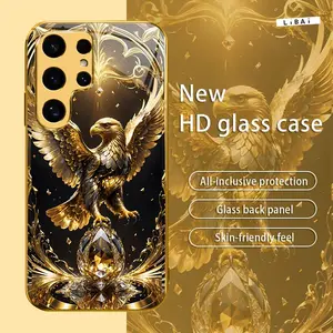 Suitable for [Galaxy S24 Ultra] New electroplated glass gold eagle mobile phone case simple explosion-proof mobile phone case affordable anti-drop anti-fingerprint 995
