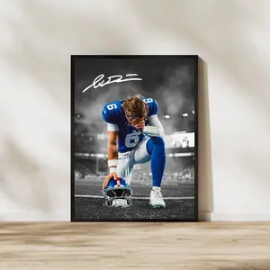Jaxson Dart  Art Print New York Giants Quarterback Poster  Football Wall Decor Sports Fan Gift, Poster Football Gifts - Unframed