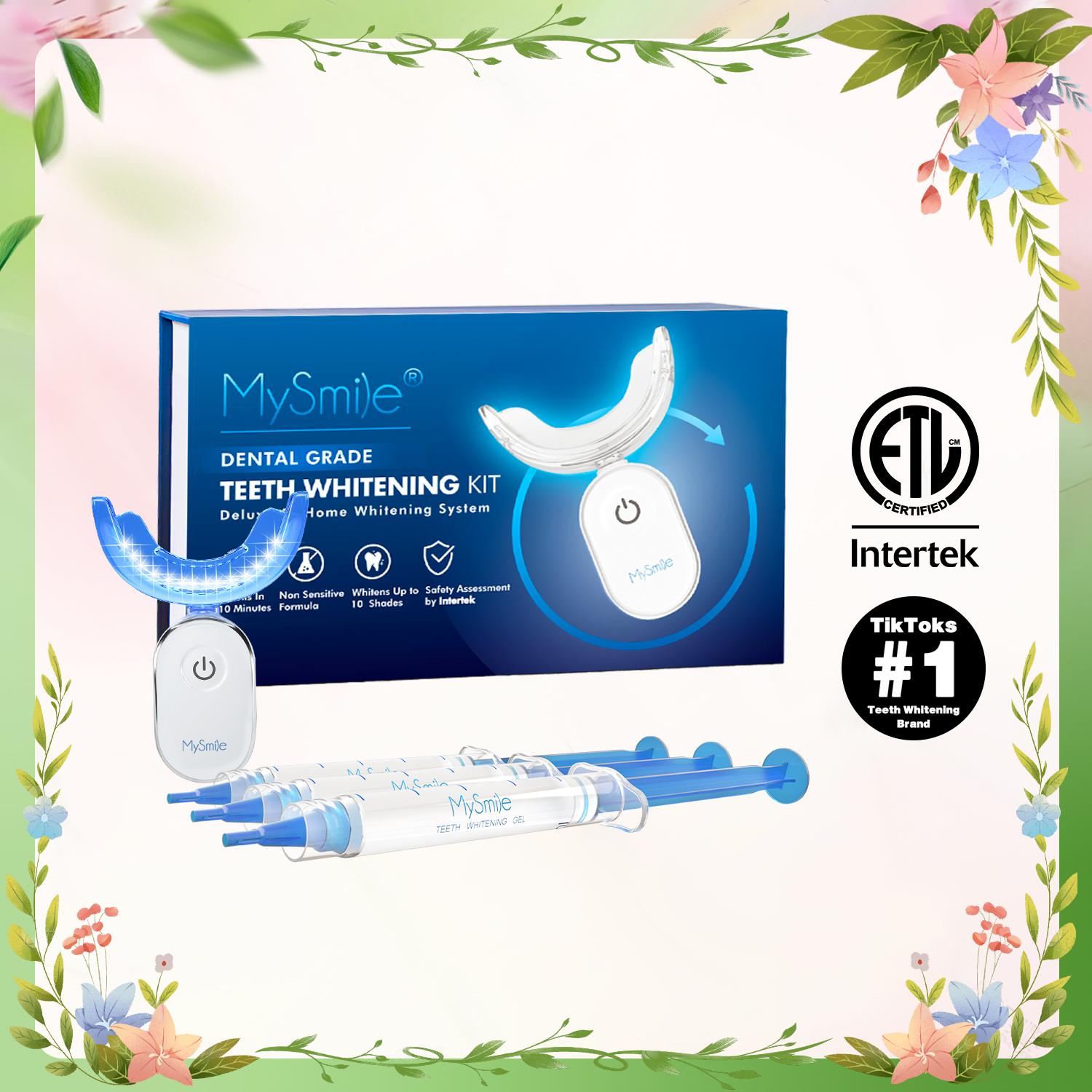 MySmile Pro Teeth Whitening Kit with LED Light (28x Bulbs) - 3 Gel Syringes & Tray Non-Sensitive 10-Min Fast Whitening