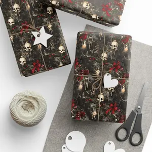 Vintage Skeleton Gothic Wrapping Paper, Horror Birthday Gift Wrap, Anniversary Packaging, Witchy Gift Wrap