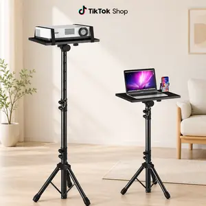 Projector Stand Tripod Adjustable, Laptop Height from 23.5 to 46.5 inches with Gooseneck Phone Holder, Floor for Office, Home, Stage, Studio, DJ Racks Holder Mount, 23.5inch-46.5inch