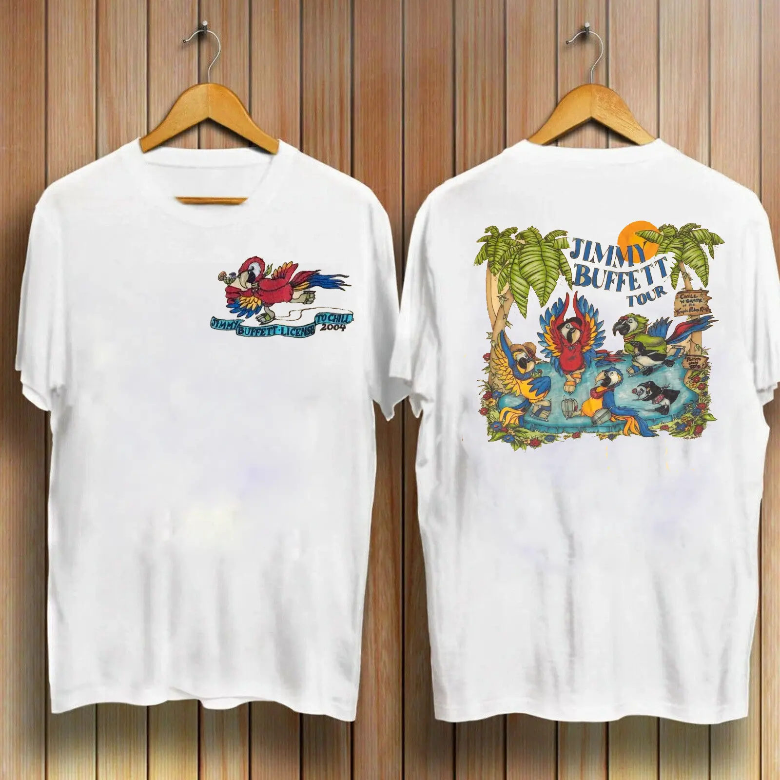 JIMMY BUFFETT License to Chill Peach Parrot concert T shirt, FAn T-shirt, full size, full color, for men, for women