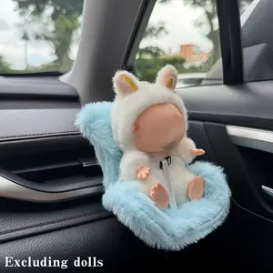 High-Quality Car Vent Clip Decoration, Plush Safety Seat, Dashboard Ornament, Fits Labubu Dolls, Cute Vent Holder, Storage Rack, Car Dashboard Decorations