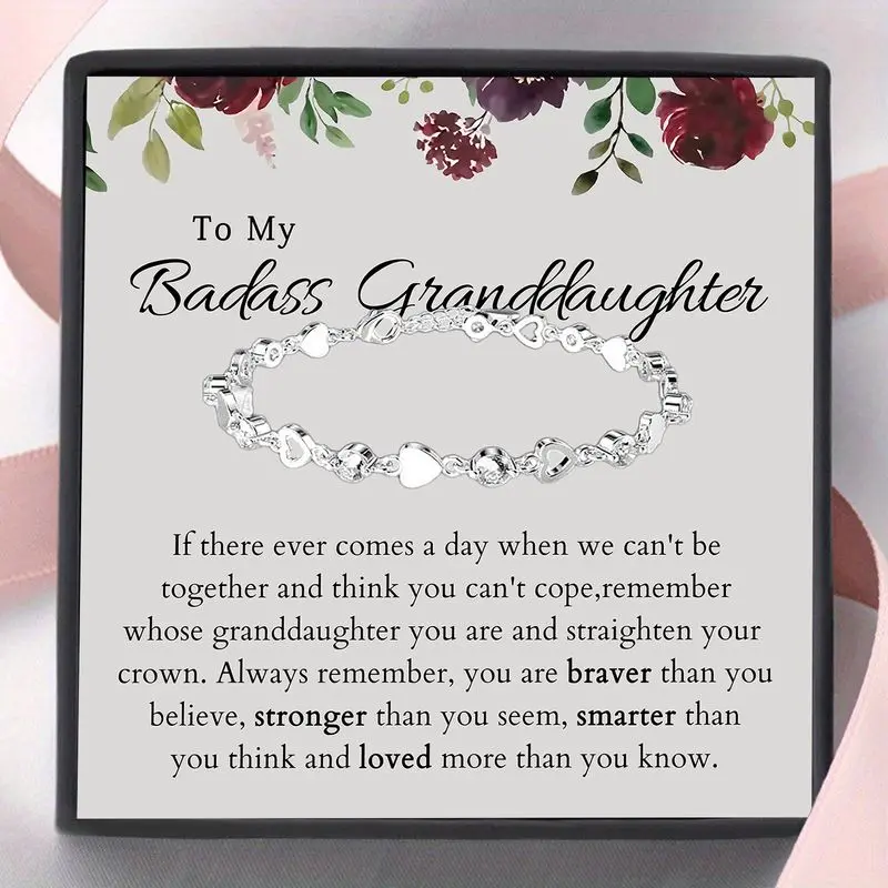 Gift box Newest Heart Bangle for granddaughter, elegant Bangle gift, Empowering Tribute:To My Badass granddaughter, Full of Love and Encouragement, jewelry for women, girly must haves, valentines day gift Bangle Packs