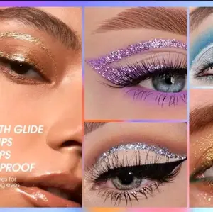 Sparkling Glitter Gel Eyeliner - Glittery Finish for Bold Makeovers Lipliner Makeup Cosmetic Liquid Eyeliner