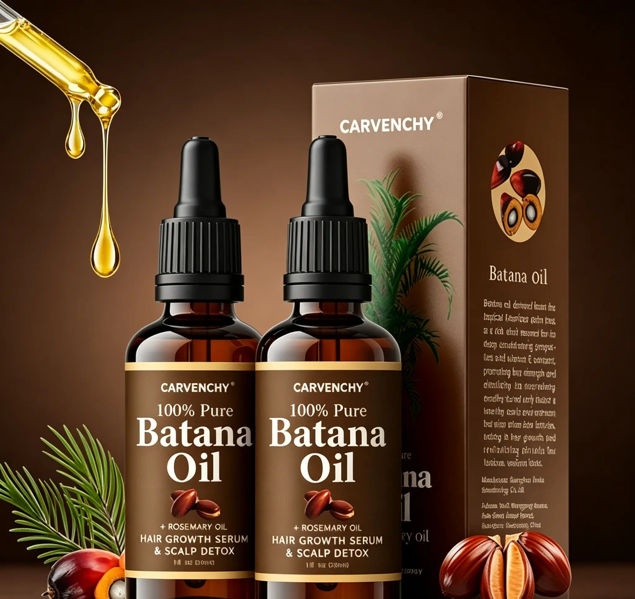 Natural Batana Oil with Rosemary Vitamin E, Accelerate Hair Growth For Great Results, Soothe & Nourish on Scalp, Reduce Hair Breakage, Deep Conditioning Hair Mask, Ideal on Locs, Eyebrows, Eyelashes, Low Porosity Hair & Waves