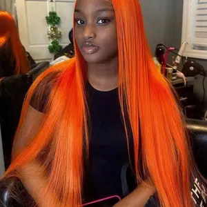 Ginger Human Hair for Sale 34 Inches 200 Density Vibrant Orange Color Long Straight Hair Extension