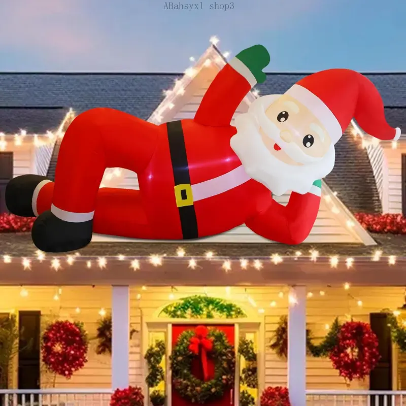 Christmas Inflatables Outdoor Decorations, 12FT Long Inflatable Xmas Santa Claus, Lighted Blow Up Giant Lying Santa with Built in LED Lights, Light Up Holiday Winter Lawn Yard Garden DecorABahsyxl shop3