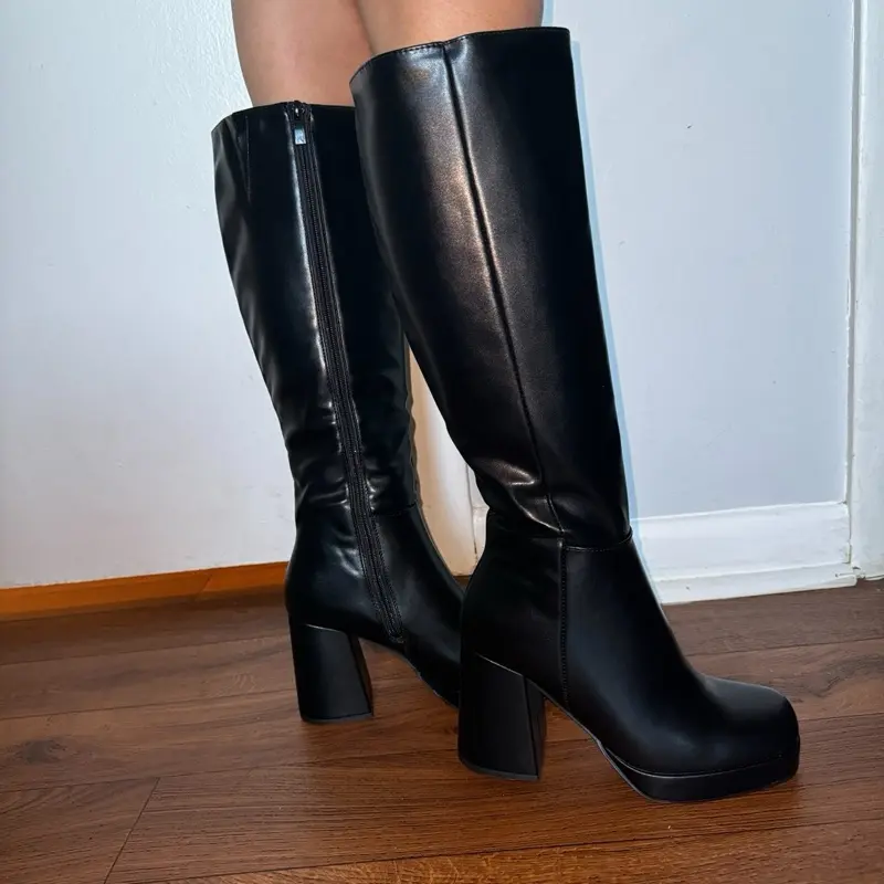 Amelia Boots Women Footwear Black Long Boot 6cm Comfortable and Versatile Footwear for Various Outfits - Bathroom, Walking Shoes, Bridal