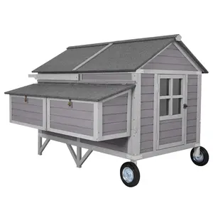 Summervibes Aivituvin Extra-Large Wooden Chicken Tractor for 8-10 Chickens-AIR97