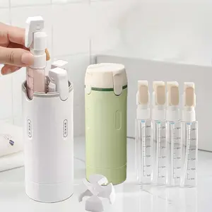 4-in-1 Portable Cosmetic Shampoo Dispenser, Travel Pump Bottle,4 Pack 30ML Travel Bottles for Toiletries, Leak Proof Travel Size Containers, Cosmetic Container/Dispenser for Travel