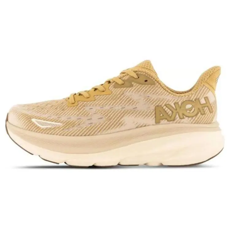 HOKA ONE ONE Clifton 9 Men's Brown Low-Top Running Shoes with Lightweight Foam Midsole and Textured Cushioning Trending Shoes, House White Official Shoes to Get / Maison Mihara