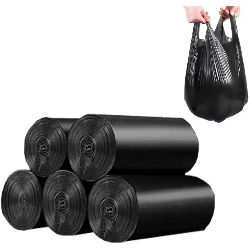 100 Count 4 Gallon Small Black Trash Bags, Durable PE Material, Handles, Breakpoints, 46x60cm