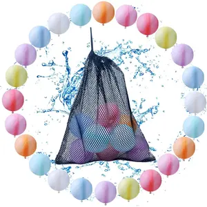 24 Pack Reusable Latex-Free Soft Silicone Water Splash Balls with Portable Mesh Bag Summer Outdoor Beach Play Pool Party Backyard Fun Water Toys