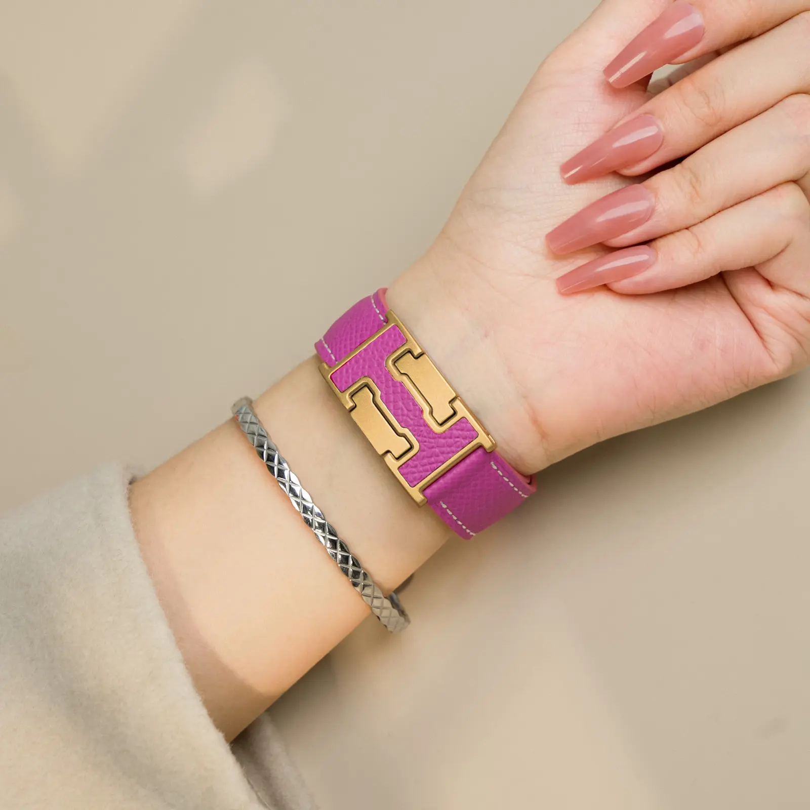 Magnolia Pink Band+Gold Buckle