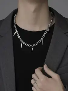 Punk Style Chain Necklace with Spike Pendant, Fashion Jewelry for Party, Daily Clothing Decor, Daily Wear Necklace, Trendy All-match & Exquisite Jewelry for Birthday Gift, Fashion Jewelry Accessories, Cuban Chain