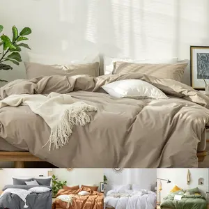 Solid Color Bedding Set, 2/3 Counts Including 1 Count Duvet Cover & 1/2 Counts Pillowcase without Filler, Soft Comfortable Bedding Set for Home Bedroom, Duvet Cover Sets