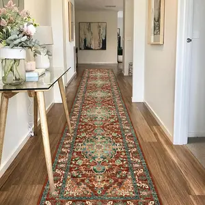 Long Boho Hallway Runner Rug, Non Slip Washable Vintage Farmhouse Accent Area Rug Carpet for Kitchen Entryway Laundry and Living Room
