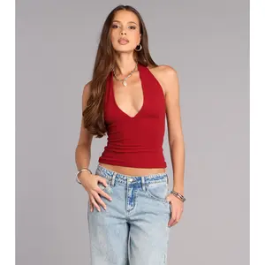 Keep It Cute V-Neck Halter Top