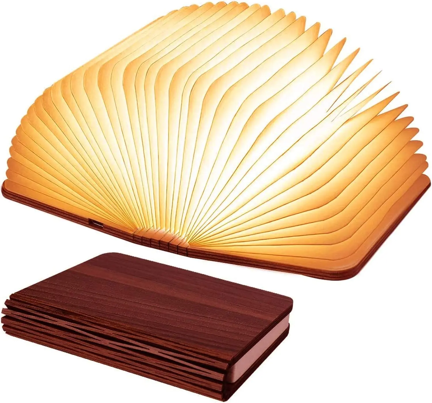 Vergissm Wooden Book Lamp, Folding Book Light Book Lovers Gifts, 3 Colors LED Bookish Lamp, Portable Foldable Bookshelf Paper Lamp as Book Decor, Gifts for Women or Friends Birthday & Christmas