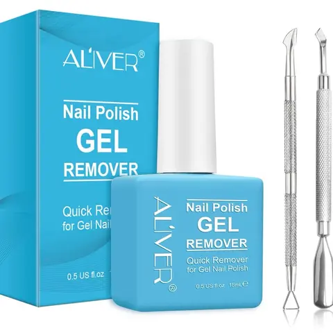 Gel Nail Polish Remover, Ultra-Powerful Nail Polish Remover for Natural, Nail Polish Remover for Gel Nails (with 1Pcs Cuticle Pusher and Nail Polish Scraper)