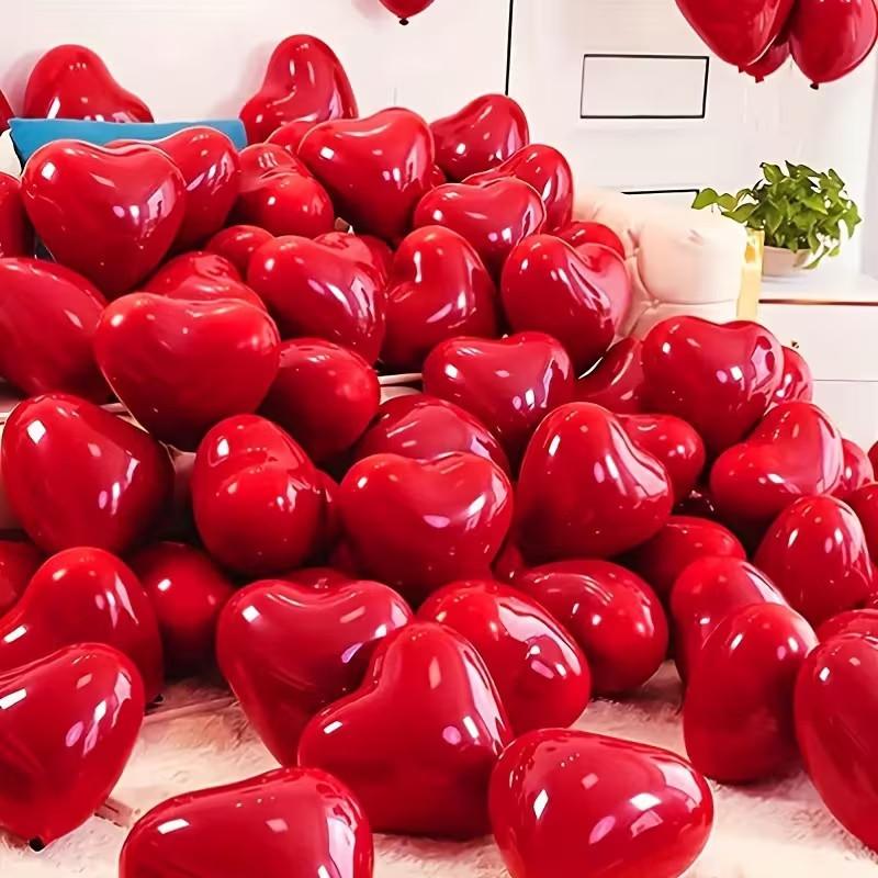 30 Romantic Heart Balloons, 10 Inch Latex Non-Burst Heart Balloons, Perfect for Valentine's Day, Reusable, Wedding, Birthday, Indoor Celebrations