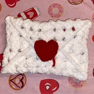Love Letter Crochet Book Sleeve, Valentines Granny Square Book Cover, Plush Yarn Paperback Sleeve