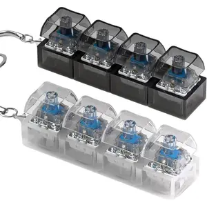 Keyboard Fidget Toy with Led Lights, Keyboard Fidget Keychain 4-in-1 Keyboard Decompression Button Finger Clicker Toys, Button Stress Relief Fidget Gifts to Relief Stress