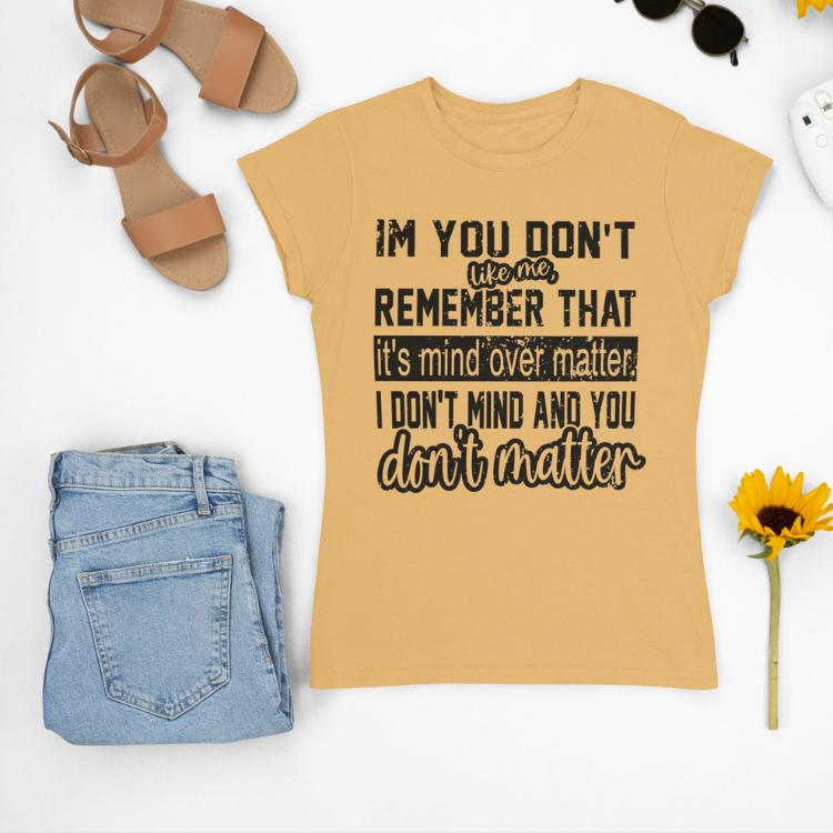 Women's Letter Print Cotton Short Sleeve Tee with Unique Text Design I Don't Mind And You Don't Matter Memes Shirt Casual Graphic Short Sleeve T-Shirt Top Womenswear Graphic Print T-Shirt