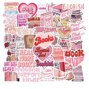 50 PCS Pink Bookish Stickers,Book Stickers for Kindle,Booktok Reading Stickers,Aesthetic Kindle Stickers,Bookish Gifts for Woman,Girl,Book Lover