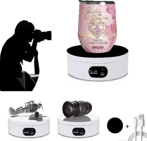 Rotating Display Stand, Motorized 360 Degree Cup Display base for Photography Products, Spinning Platform 3D Models,Tumbler Display Turner for Glitter Cups Photography Small Arts Pruducts 4.72in