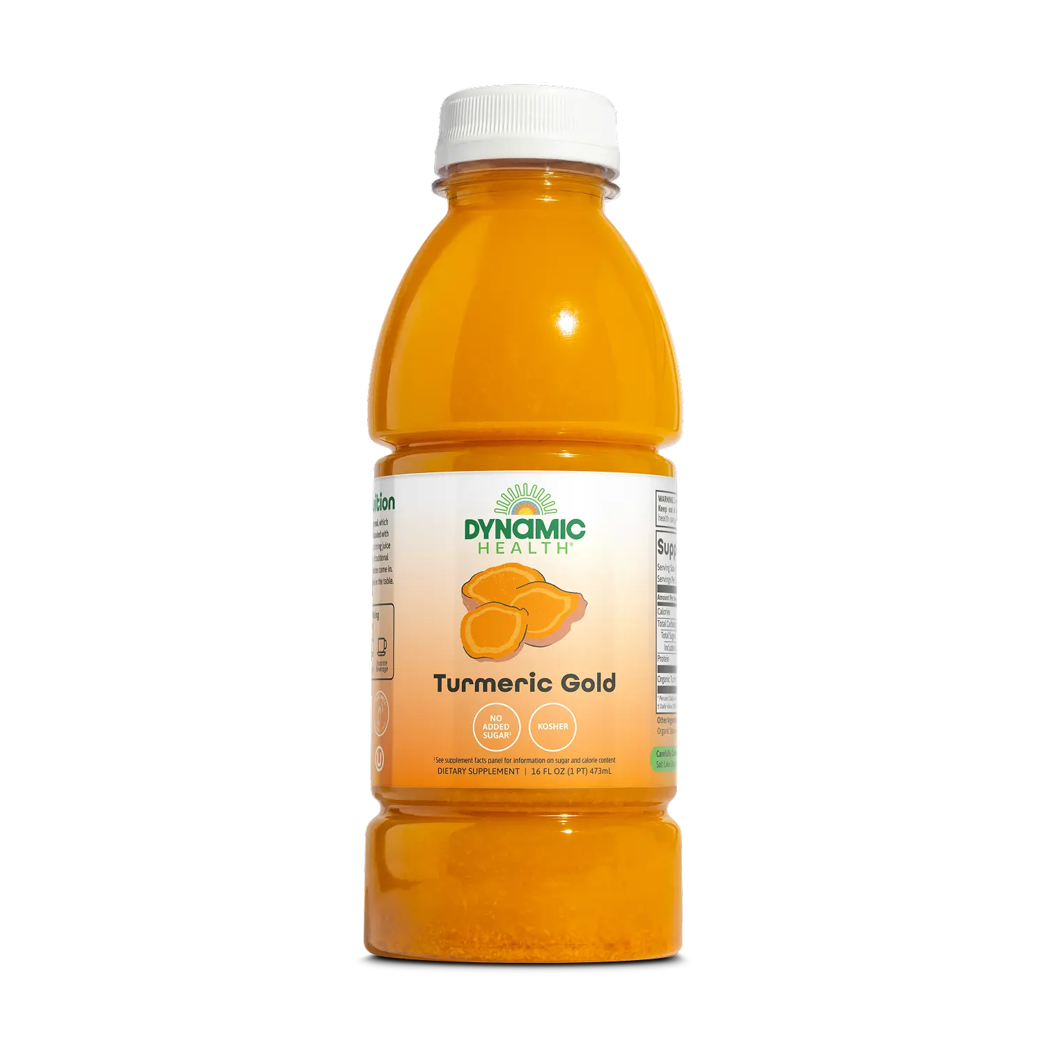 DYNAMIC HEALTH Turmeric Gold Organic Liquid Edible Dietary Concentrate - 16 fl oz Herbal Healthcare Wellness Blend, Curcuma Multi-Ingredient Supplement, No Added Sugar Daily Nutritional Support