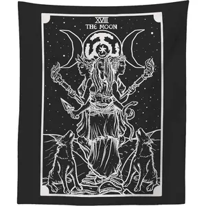 The Goddess Hecate Tarot Card Triple Moon Goddess Of Witchcraft Hekate Wheel Pagan Witch Tapestry, Wall Hanging Tapestry, Tapestry For Bedroom Living Room Decor, Best Gift For Family Friends boys and girls room decor