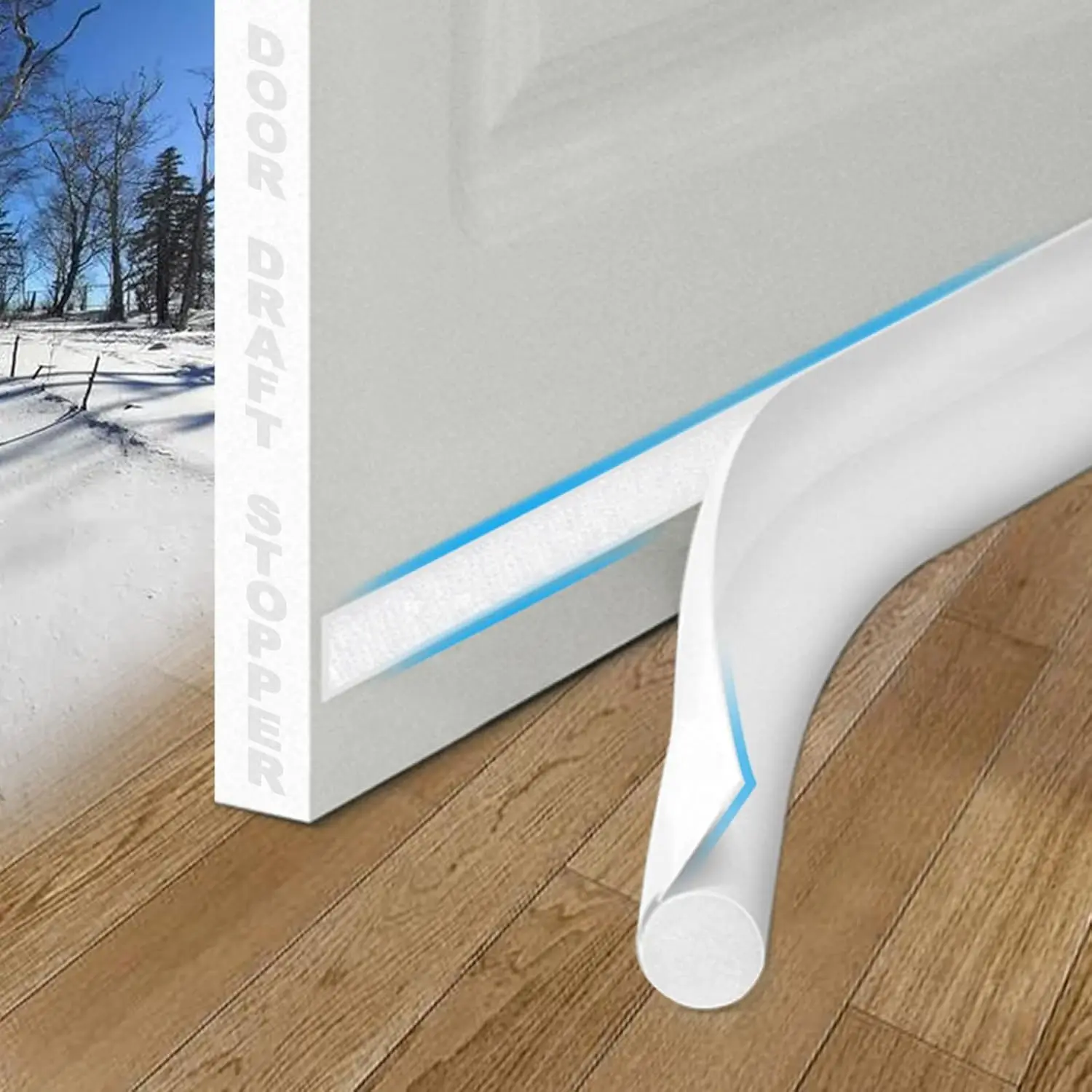 Door Draft Stopper 36 Inch White Bottom Seal for Energy Efficiency & Cold Air Blockage Reduction - Ideal for Winter Use