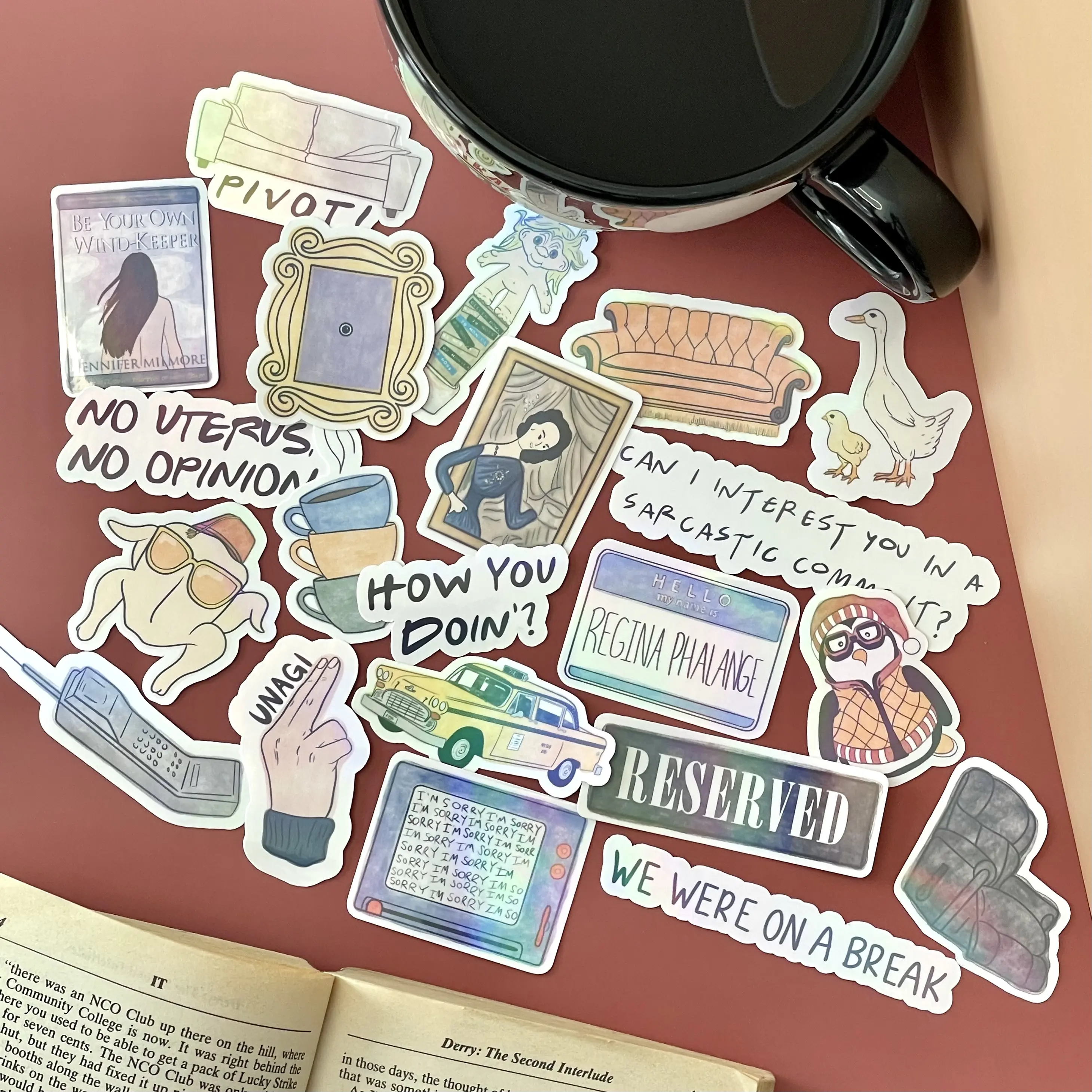 Central Perk Reads Stickers | Friends TV Show inspired | Central Perk | Rachel Ross Chandler Monica Phoebe Joey