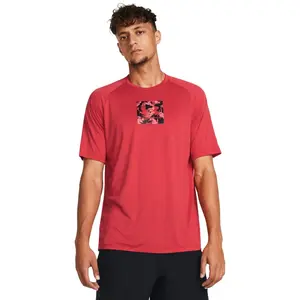 Under Armour Men's Tech Print Fill Short Sleeve, (814) Red Solstice / / Black, 3X-Large